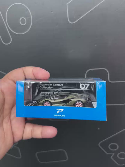 PosterCars 1:64 – Lamborghini Sián FKP 37 -07 (Verde Gea) with Acrylic Box | Hypercar League Collection
