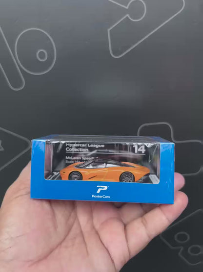 PosterCars 1:64 McLaren Speedtail – Orange – Acrylic Box | Collection #14