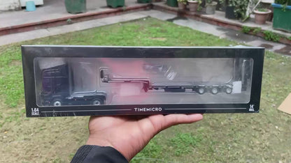 Time Micro 1:64 Scania Flatbed Transport Vehicle Diecast Model | Premium Metal Transporter with Display Base - Black