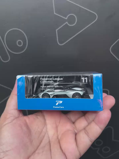 PosterCars 1:64 Aston Martin Valkyrie – Skyfall Silver 11 - Acrylic Box | Hypercar League Collection Diecast Model