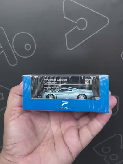 PosterCars 1:64 Pagani Huayra Codalunga – Blue – Acrylic Box | Hypercar League Collection #21