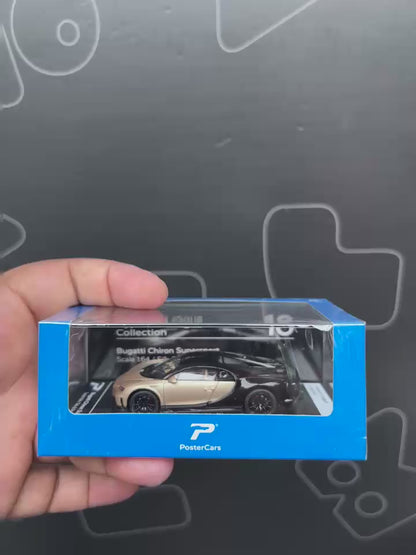 Postercars H10 Bugatti Chiron Supersport with Acrylic Box – Silk & Nocturne Black 1:64 Diecast Car Model