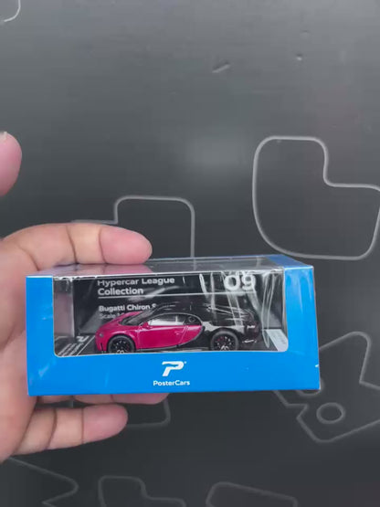 PosterCars 1:64 H09 – Bugatti Chiron Supersport Italian Red & Nocturne Black with Acrylic Box |