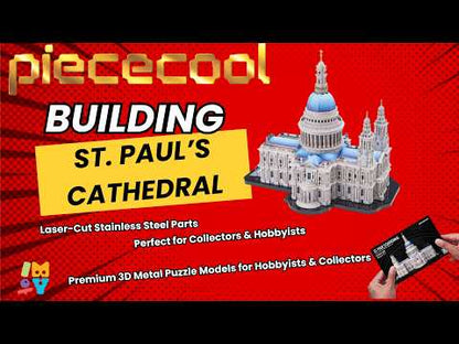 Piececool 3D Metal Puzzle St. Paul’s Cathedral Landmark Model – 639 Pieces – Difficulty Level 4 – Stainless Steel DIY Model Kit-Age 16+