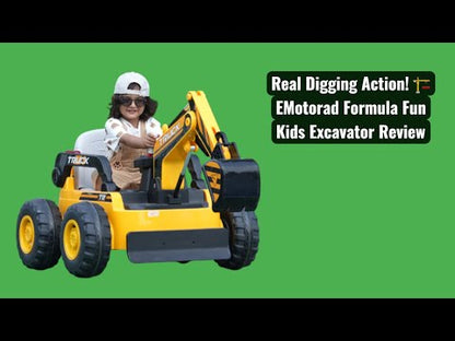 EMotorad Formula Fun Fully Working Excavator Ride-On for Kids | Battery Operated Construction Toy