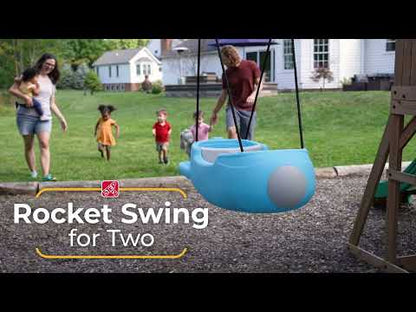 Step2 Rocket Double Swing – Blue, Two-Seater Outdoor Swing with Safety Belts