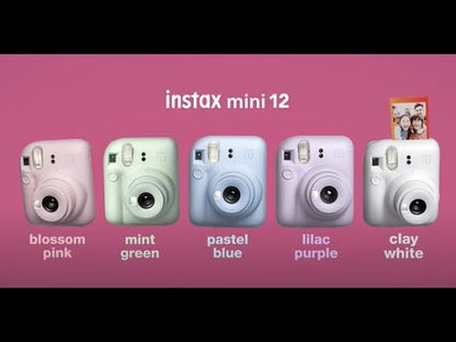 Damaged Box- Fujifilm Instax Mini 12 Instant Camera  With Strap, 2× AA Batteries & User Manual - Pastel Blue