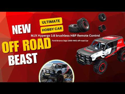 MJX  HYPER GO H8P 1:8 Scale Ford Motor Company Ford Bronco R Licensed 4WD RC Rock Crawler – Brushless Motor, 80A ESC, High-Speed Off-Road Remote Control Vehicle