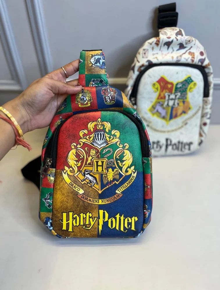 Wizard Theme Kids Sling Bag 24cm – Cartoon Crest Crossbody Chest Bag for Kids Travel & School