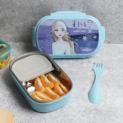 Disney Frozen Elsa Kids Lunch Box with Spoon | 800ml School Tiffin Box | Portable Food Storage Container for School, Picnic & Travel