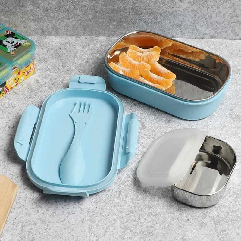 Disney Frozen Elsa Kids Lunch Box with Spoon | 800ml School Tiffin Box | Portable Food Storage Container for School, Picnic & Travel