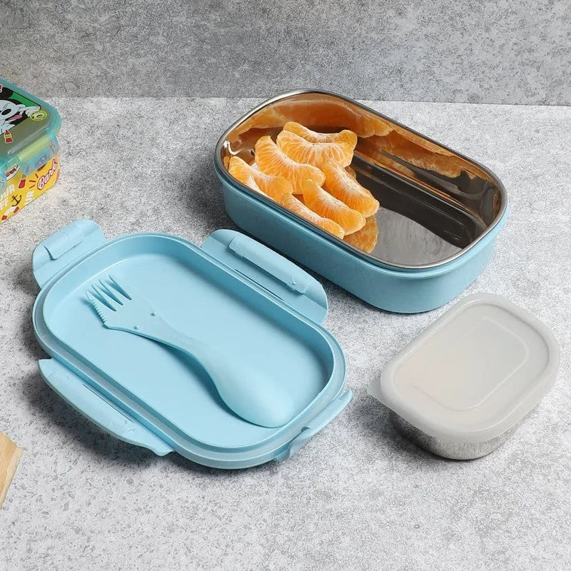 Disney Frozen Elsa Kids Lunch Box with Spoon | 800ml School Tiffin Box | Portable Food Storage Container for School, Picnic & Travel