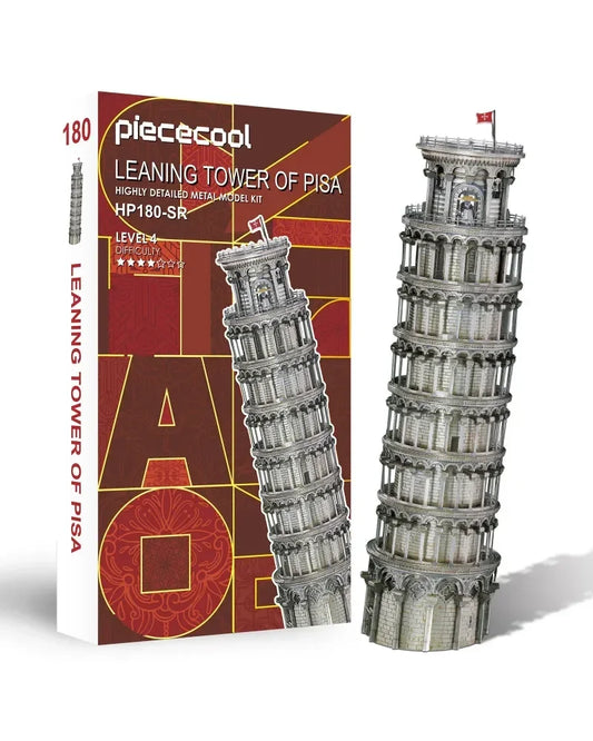 Piececool 3D Metal Puzzle Leaning Tower of Pisa Architecture Model – 127 Pieces – Difficulty Level 4 – Stainless Steel DIY Model Kit- Age 14+