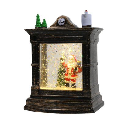Christmas Lantern with Santa | LED Glitter Snow Globe Lantern – Festive Tabletop Decoration for Holiday Home Décor