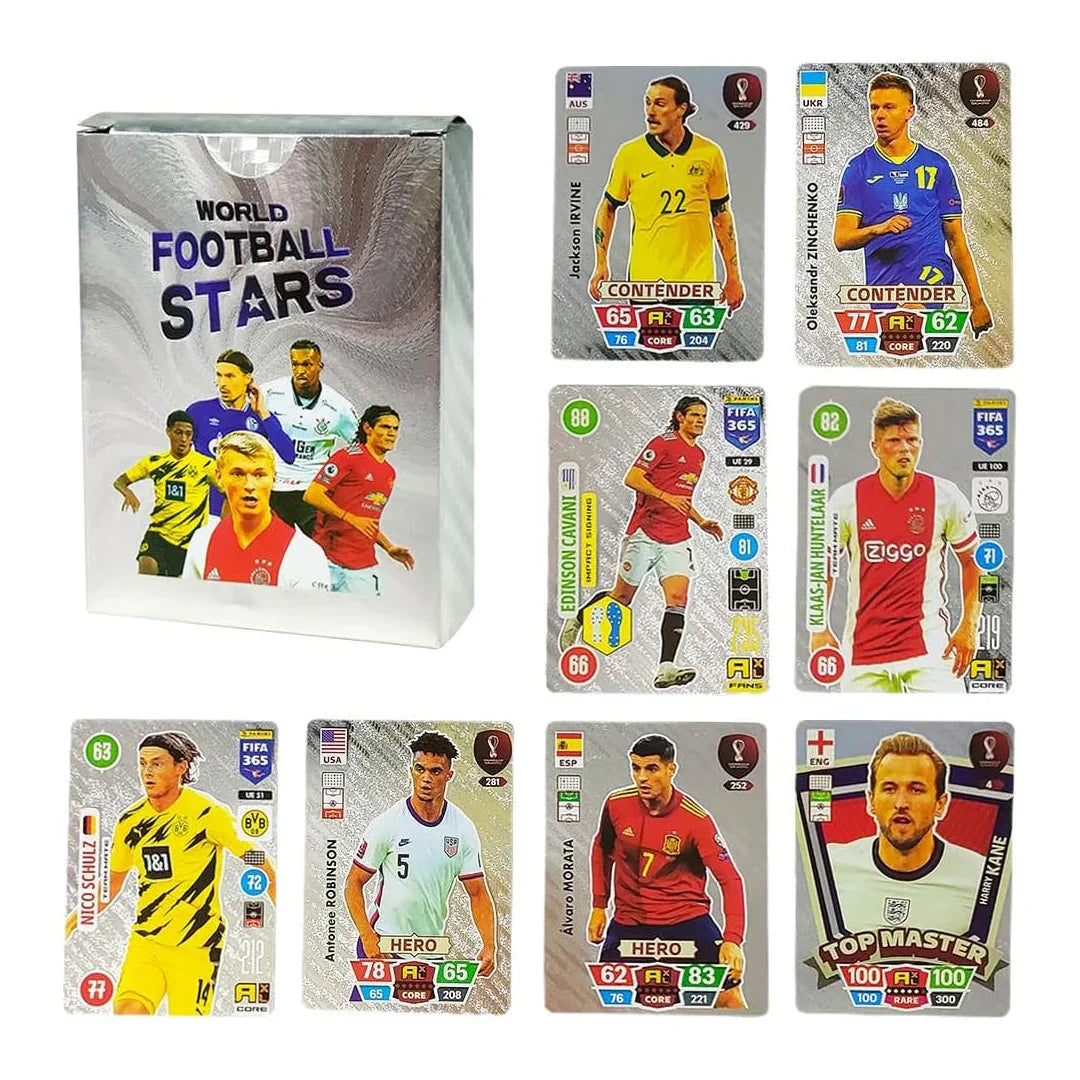 Football Super Stars Card Set – 55PCS Silvery Football Star Cards | English Limited Edition Collector’s League Cards Gift for Kids & Fans - 1 Piece - Jaiman Toys