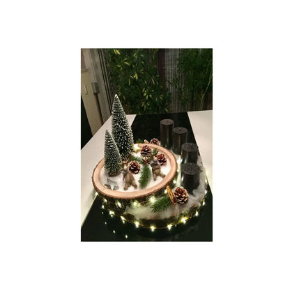 SWEN Jane Tabletop Christmas Tree – Pack | Frosted Mini Trees with Wooden Base for Home & Office Décor