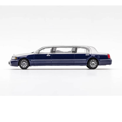 GCD 1:64 Silver Blue Stretch Limousine – Continental Model | Premium Diecast Metal Car (Blue + Silver)
