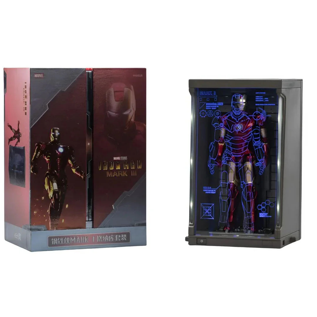 Iron Man Mark 3 with Hall of Armor 6-Inch – Hologram Light-Up Display Case | ZD Toys Collector Edition