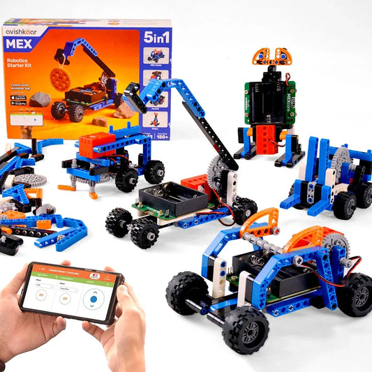 MEX 5-in-1 Robotics Starter Kit for Kids | DIY STEM Educational Toy with App Control (Ages 8–12)