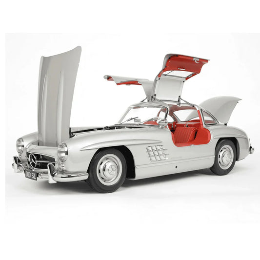 JOY JUNCTION Mercedes-Benz 300SL 1:32 Scale Alloy Metal Pullback Die-Cast Car – Silver with Lights, Music & Openable Doors - Jaiman Toys