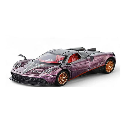 JOY JUNCTION Pagani Fengshen 1:32 Scale Alloy Metal Pullback Die-Cast Car – Purple with Lights, Music & Openable Doors - Jaiman Toys