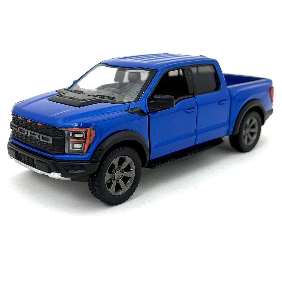KiNSMART KT5436W 2022 Ford F-150 Raptor – 5" 1:46 Scale Die-Cast Model Toy Truck - Blue - Jaiman Toys