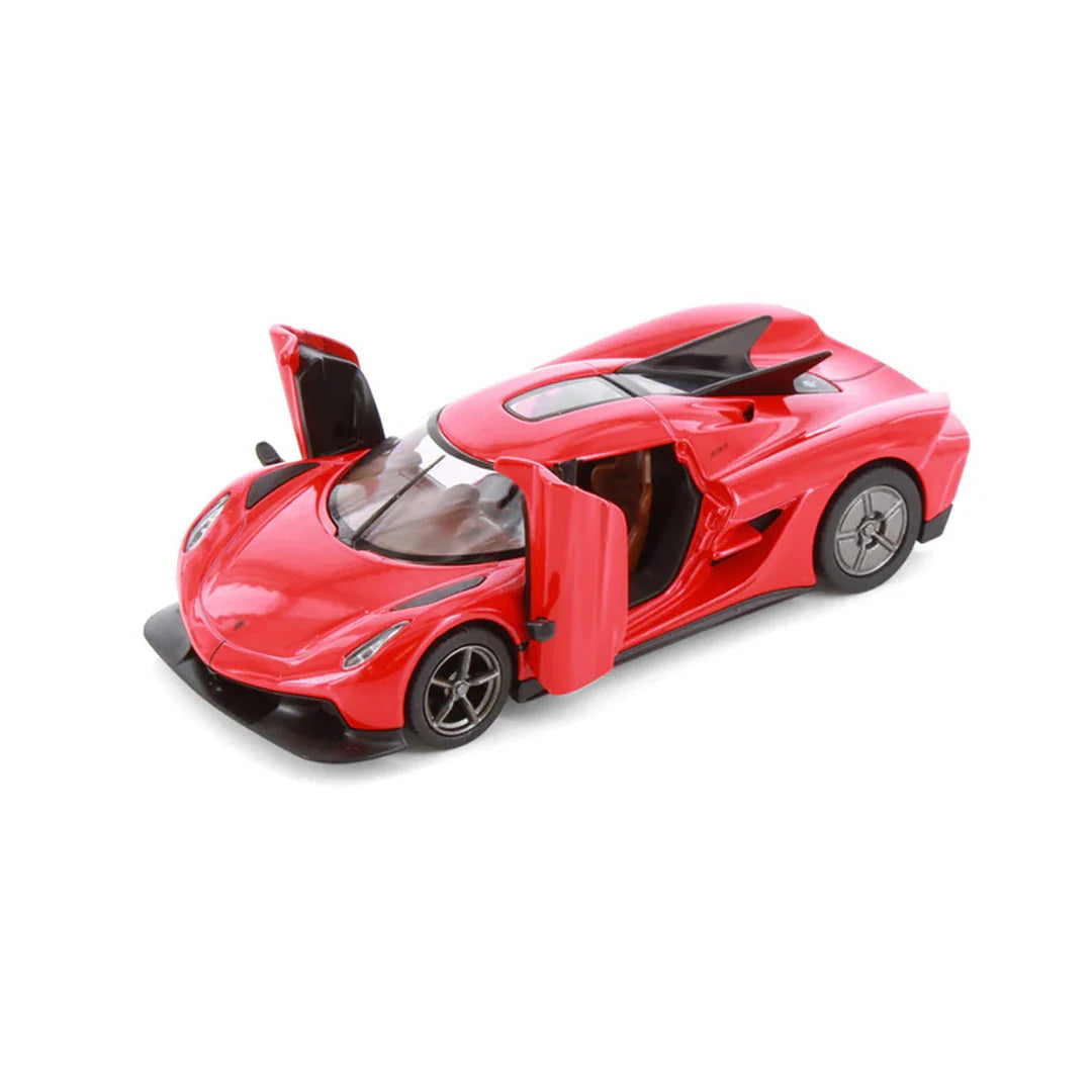 KiNSMART Koenigsegg Jesko Absolut – Red – 1:36 Scale Die-Cast Model Car – Pullback Collectible - Red - Jaiman Toys