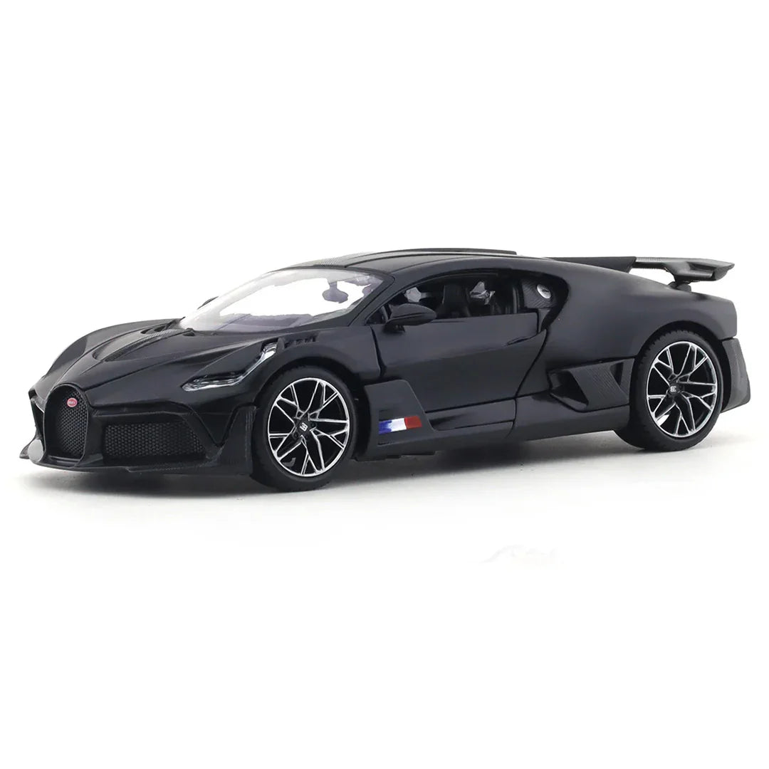 JOY JUNCTION Bugatti Divo Custom Edition 1:32 Scale Alloy Metal Pullback Die-Cast Car – Black with Lights, Music & Openable Doors - Jaiman Toys