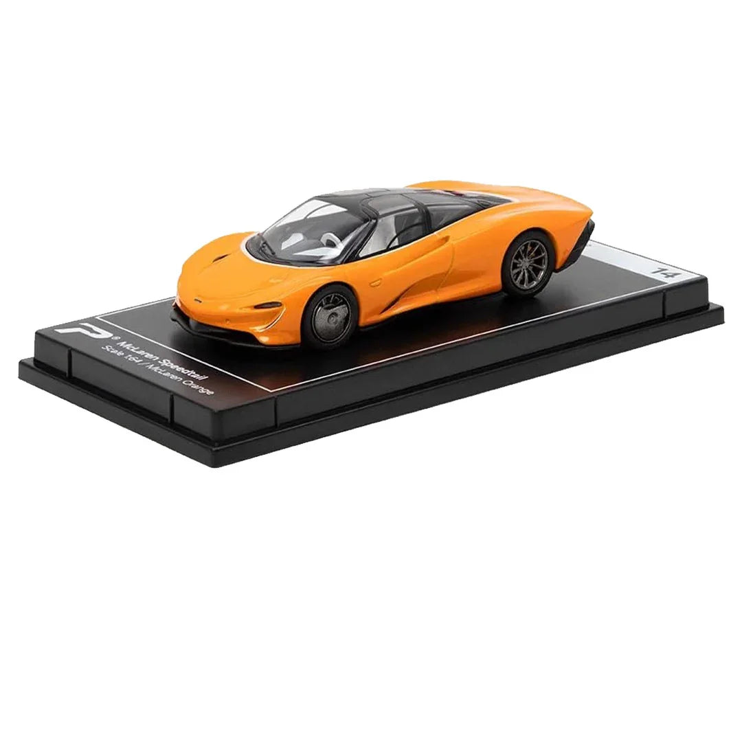 PosterCars 1:64 McLaren Speedtail – Orange – Acrylic Box | Collection #14 - Jaiman Toys