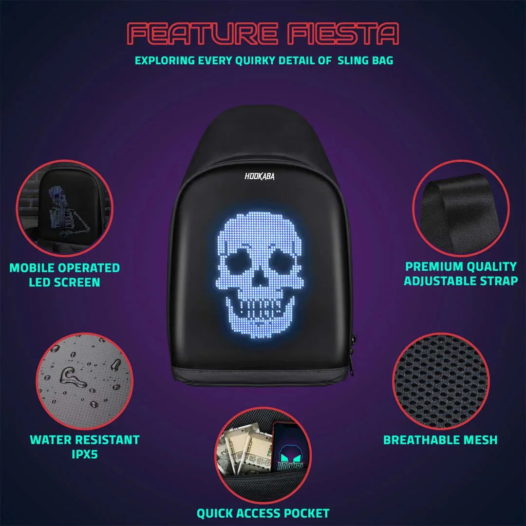 Hookaba LED Sling Bag – Light-Up Crossbody | Compact, Waterproof, Trendy Travel Companion - Jaiman Toys