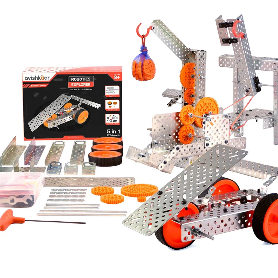 Avishkaar Robotics Explorer Kit | Build 5 Mechanical Robots | STEM Kit for Ages 8+