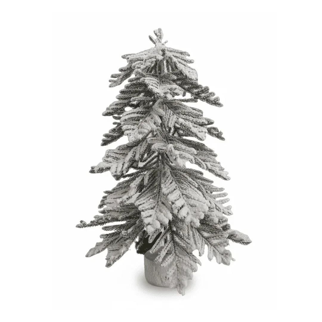 SWEN Luce 2-Feet Tabletop Christmas Tree with Frosting & Wooden Base | Premium Mini Snow-Kissed Décor