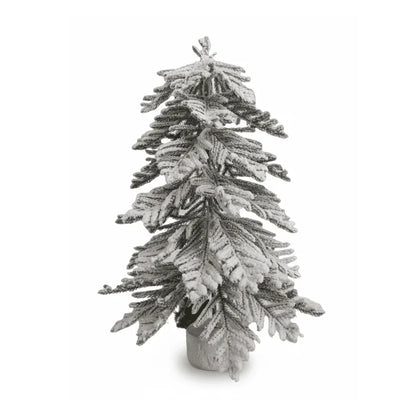 SWEN Luce 2-Feet Tabletop Christmas Tree with Frosting & Wooden Base | Premium Mini Snow-Kissed Décor