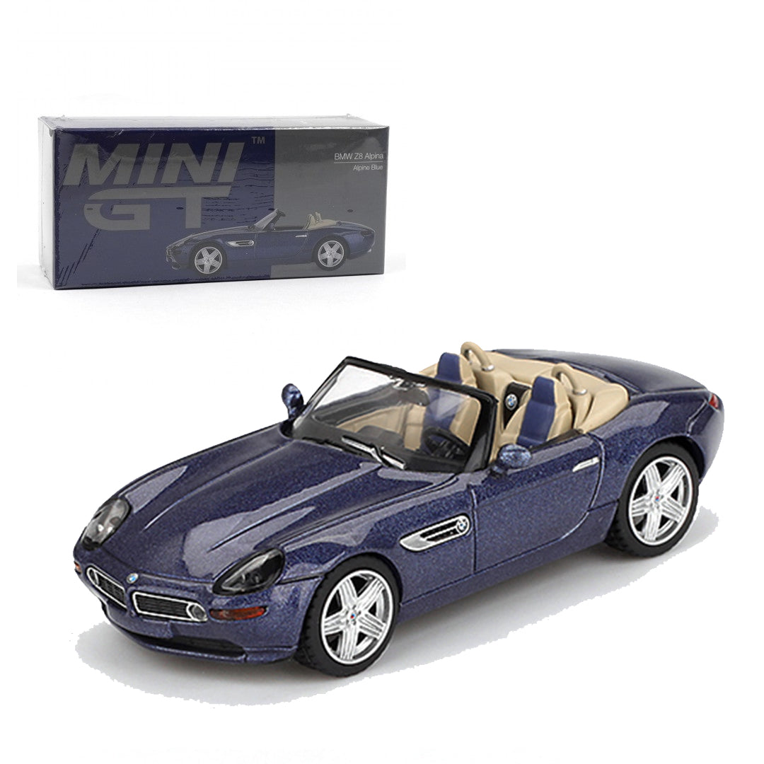 Mini GT 1:64 Aston Martin AMR24 #14 Fernando Alonso F1 2024 + BMW Z8 Alpina Diecast Combo