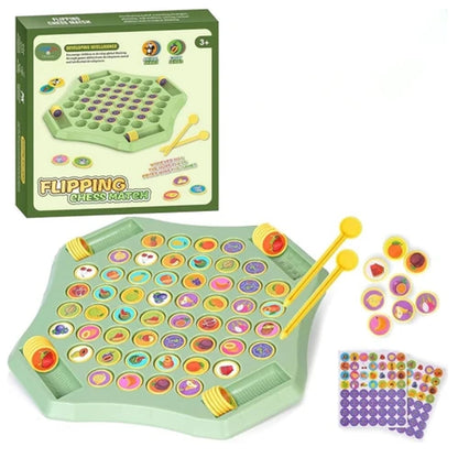 Flipping Chess Match Game for Kids | Montessori Memory Matching Board Game | Educational Animal & Fruit Puzzle for Ages 3+