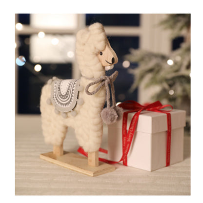 Woolen Llama Decorative Figurines For Christmas – Set of 2 | Handcrafted Soft Yarn Llama Ornaments for Home & Table Décor