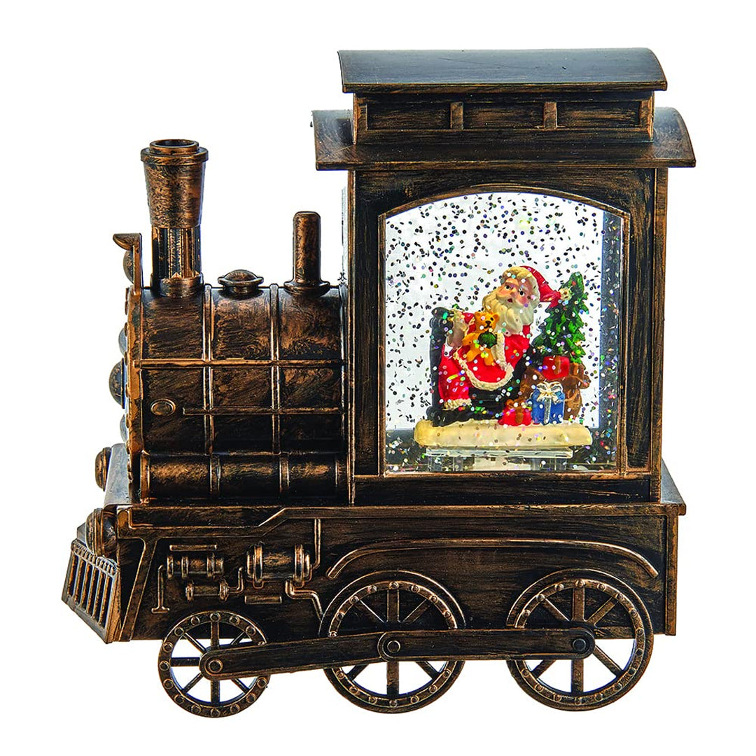 Christmas Train Lantern with Santa | LED Glitter Snow Globe Train Decorative Light – Holiday Home Décor