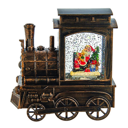 Christmas Train Lantern with Santa | LED Glitter Snow Globe Train Decorative Light – Holiday Home Décor