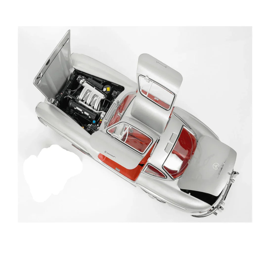 JOY JUNCTION Mercedes-Benz 300SL 1:32 Scale Alloy Metal Pullback Die-Cast Car – Silver with Lights, Music & Openable Doors - Jaiman Toys