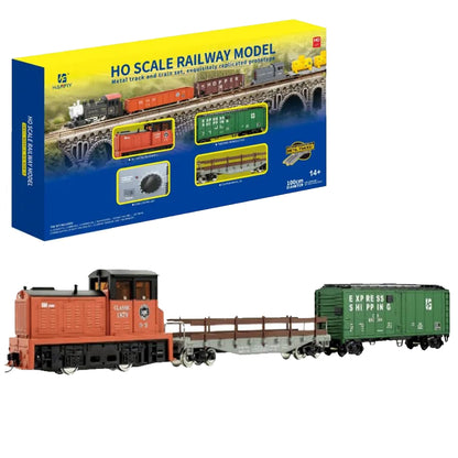 HO 1:87 Scale Electric Train Set with Metal Circular Track & Controller – Beginner Railway Model Kit (100cm Loop)