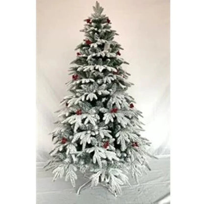 SWEN Paloma 8-Feet Christmas Tree with Frosting & Red Cherries | Premium Snow-Kissed Festive Tree