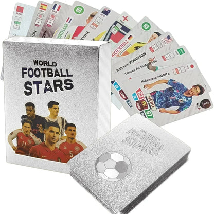 Football Super Stars Card Set – 55PCS Silvery Football Star Cards | English Limited Edition Collector’s League Cards Gift for Kids & Fans - 1 Piece - Jaiman Toys