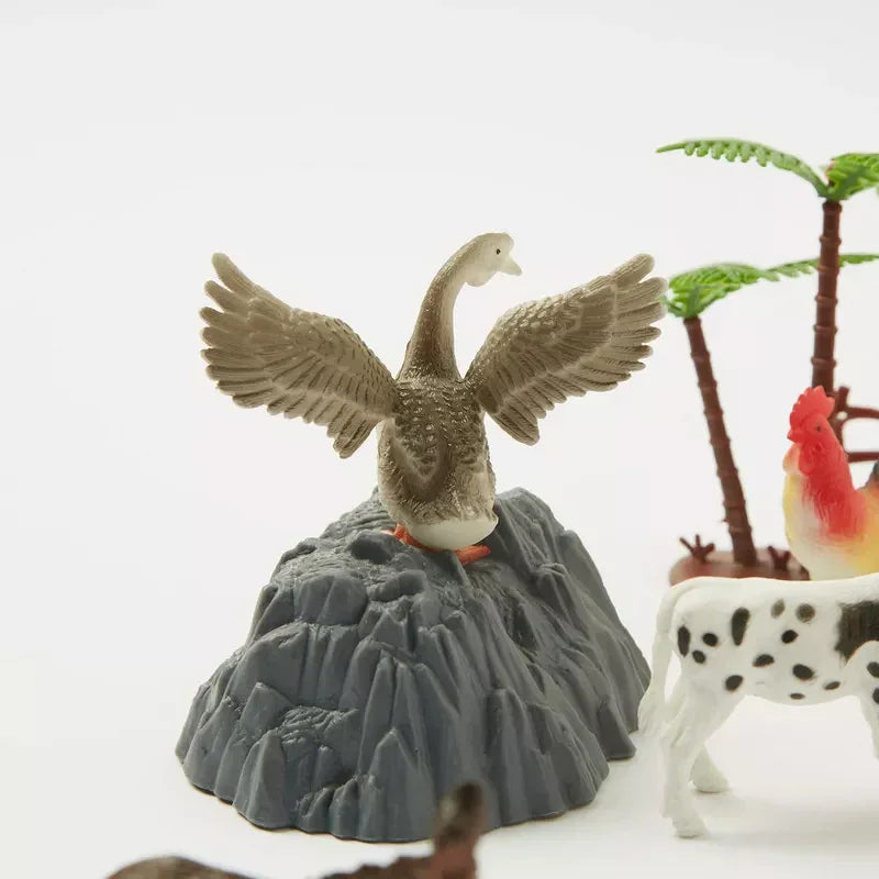 Farm Animal Toy Jar – 13 Piece Educational Playset with Farm Animals, Trees & Accessories for Kids