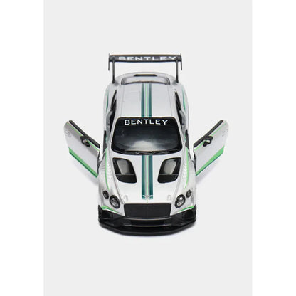 KiNSMART 2018 Bentley Continental GT3 – 1:38 Scale Die-Cast Model Car – Pullback Action Collectible - Silver - Jaiman Toys