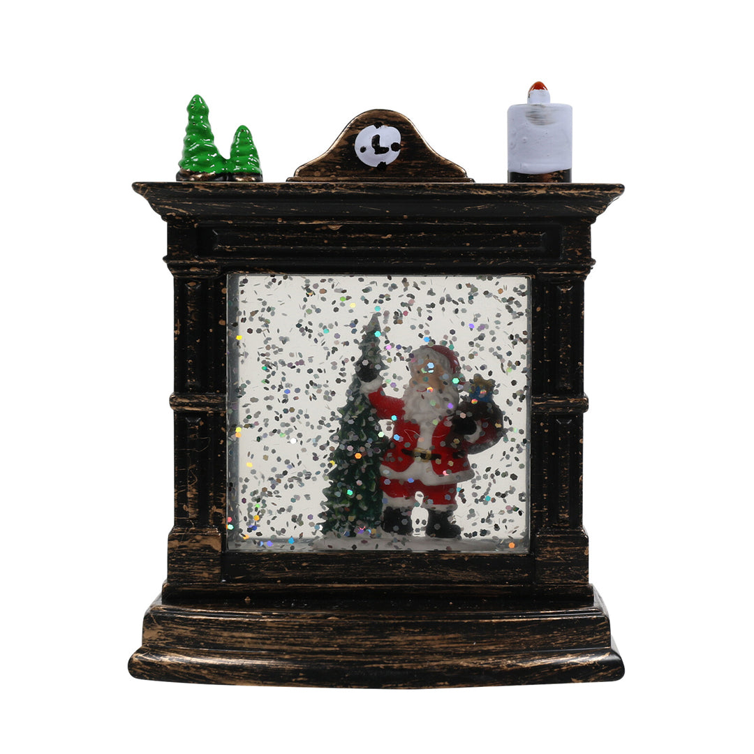 Christmas Lantern with Santa | LED Glitter Snow Globe Lantern – Festive Tabletop Decoration for Holiday Home Décor