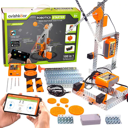 Avishkaar Robotics Starter Kit | 100-in-1 STEM Robotics & Coding Kit for Ages 8+