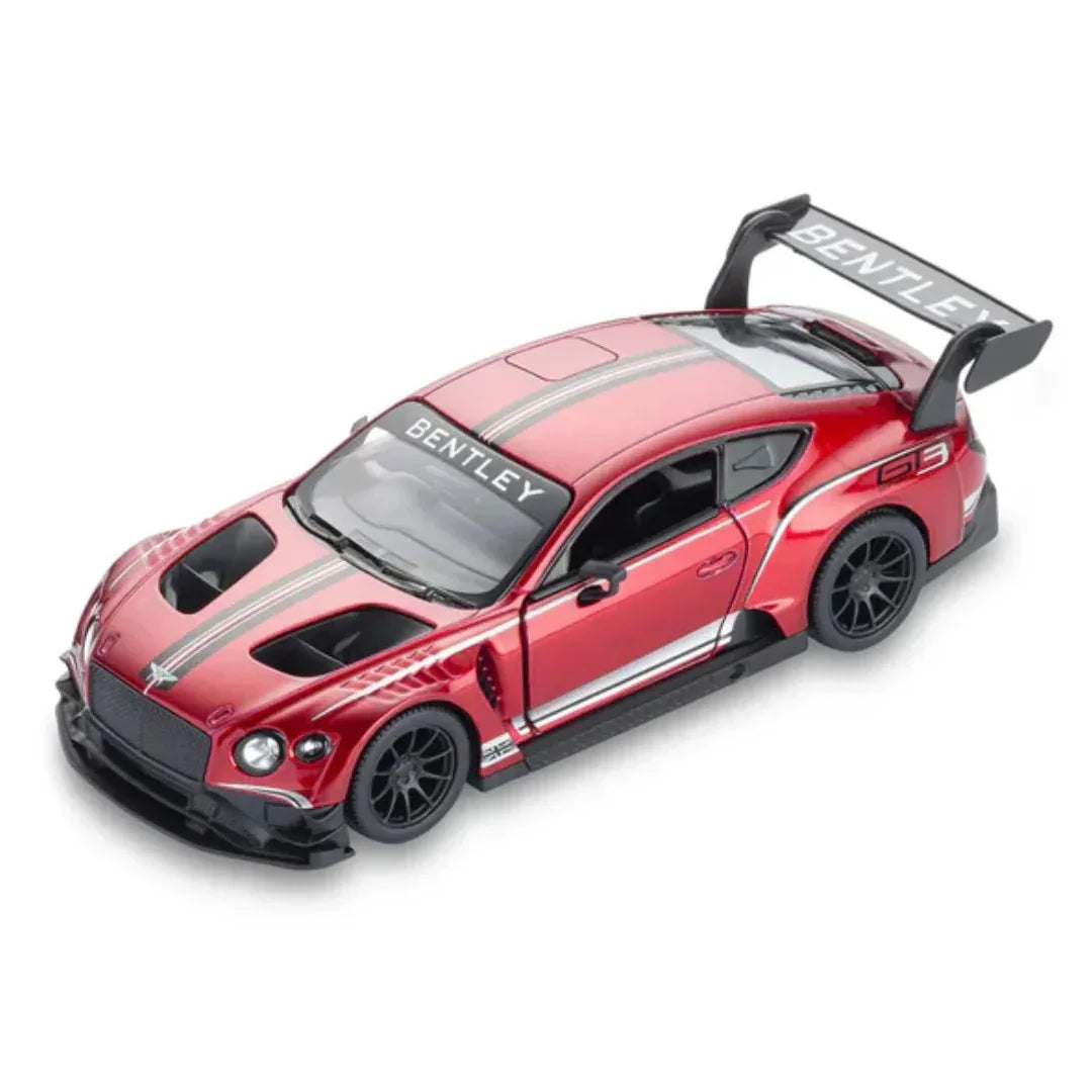 KiNSMART 2018 Bentley Continental GT3 – 1:38 Scale Die-Cast Model Car – Pullback Action Collectible - Red - Jaiman Toys