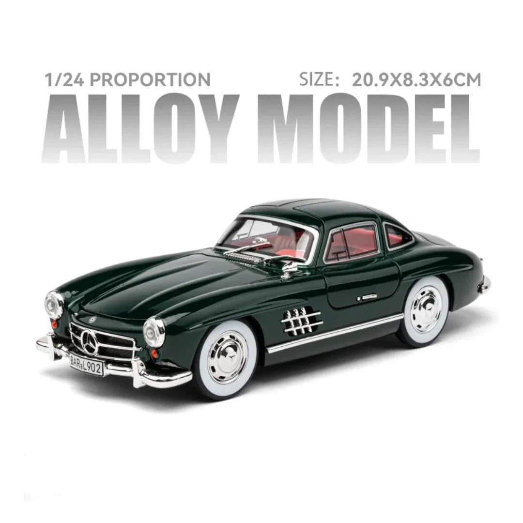 1:24 Mercedes-Benz 300SL Die-Cast Alloy Model Car – Pull Back Sports Car Toy with Openable Doors, Light & Music (Green) - Jaiman Toys