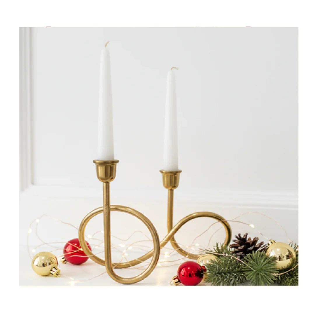 SWEN Boian Modern Twisted Aluminium Candlestand | Elegant & Sleek Festive Home Décor
