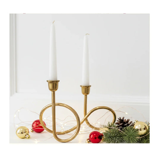 SWEN Boian Modern Twisted Aluminium Candlestand | Elegant & Sleek Festive Home Décor